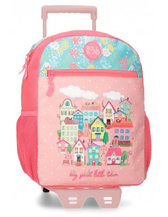 MOCHILA ADAP. 33CM. C/CARRO. ROLL ROAD MY LITTLE TOWN